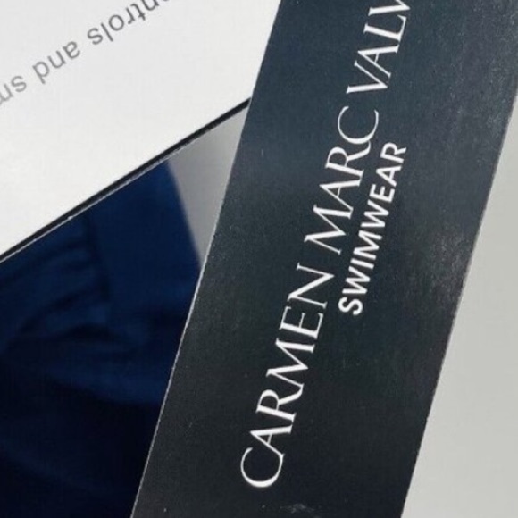 Carmen Marc Valvo Womens Size 8 Plunge-Neck Ruched One-Piece Swimsuit - Picture 9 of 13